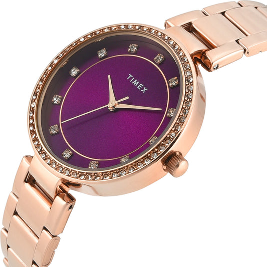 TIMEX Trendline Round 35mm Purple Dial Analog Watch - For Women TWEL18726