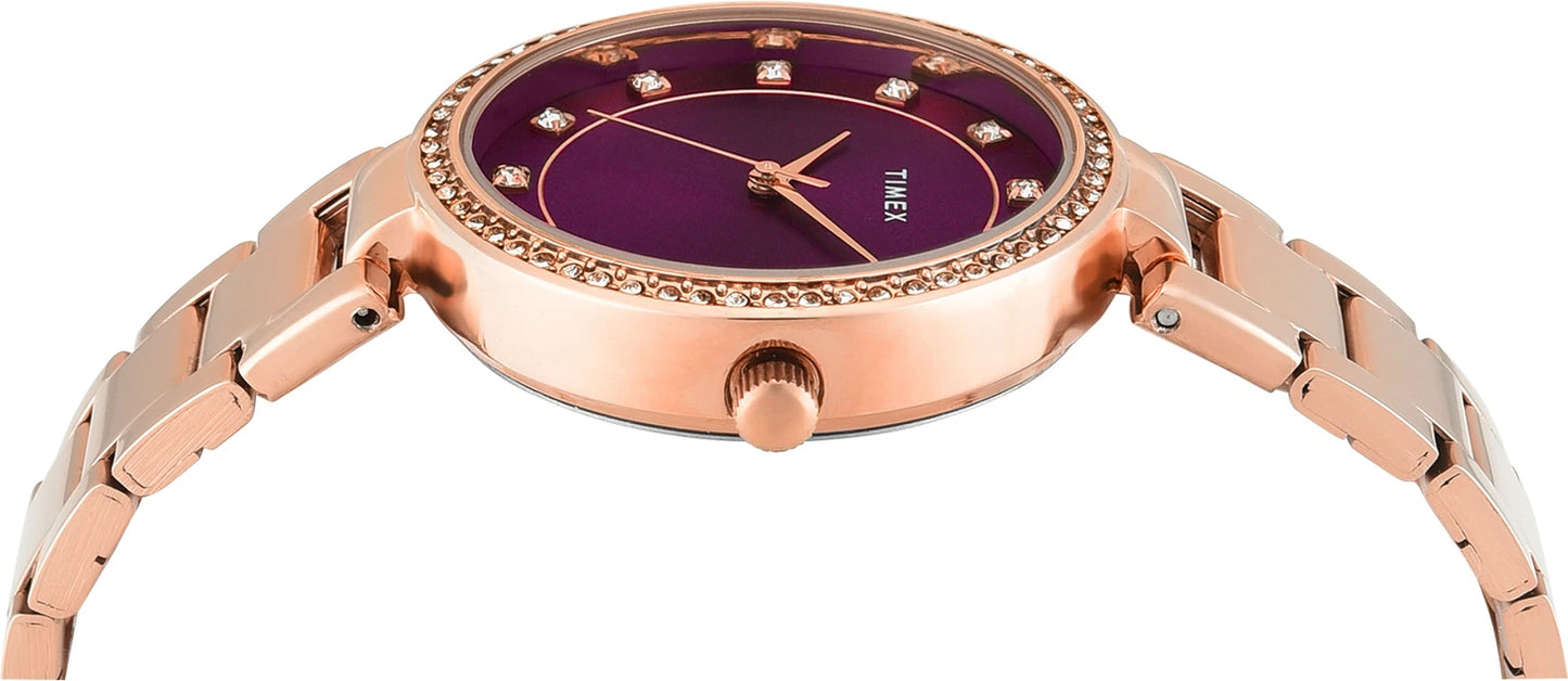 TIMEX Trendline Round 35mm Purple Dial Analog Watch - For Women TWEL18726