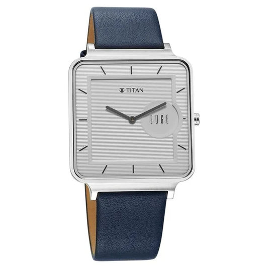 Titan Edge Quad Quartz Analog White Dial With Blue Leather Strap Watch For Men nu10017sl01