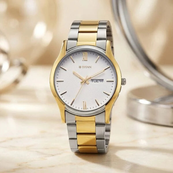 Titan Karishma Regal Classic Day-Date Men's Dress Watch 10059bm03 Men's Watch