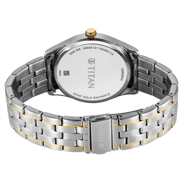 Titan Neo Roman Analog with Green Dial Dual Tone Stainless Steel Strap Watch for Men 10063bm01 Men's Watch