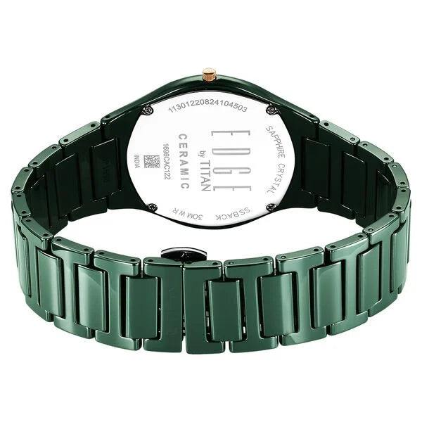 Titan Edge Bicolour Quartz Analog Green Dial And Green Ceramic Strap Watch For Men NU1696KC10