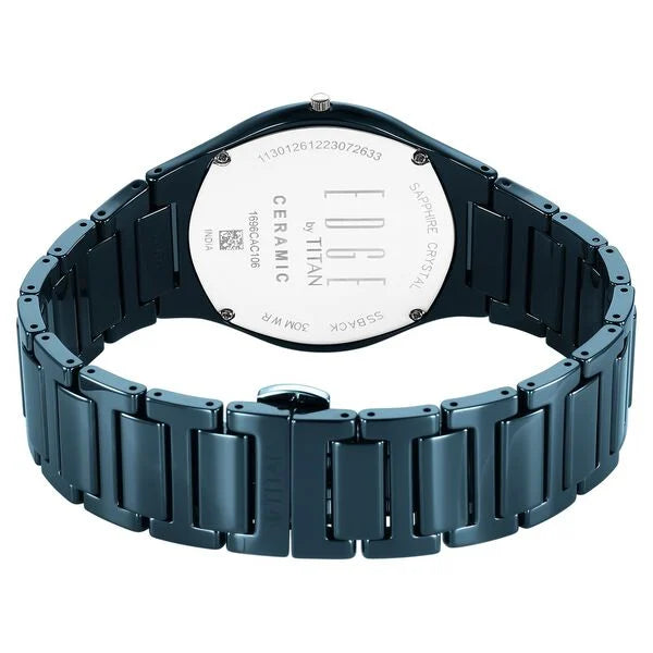 Titan Edge Ceramic Quartz in Atlantic Blue Dial with Diamonds Watch for Men NU1696QC09