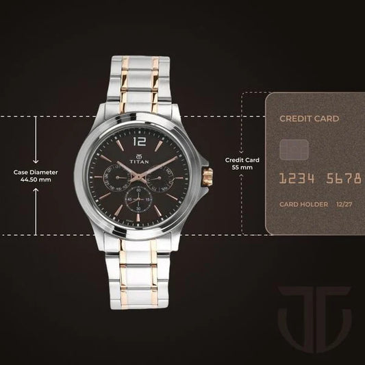 Titan Workwear Quartz Multifunction Brown Dial Stainless Steel Strap watch for Men nu1698km01