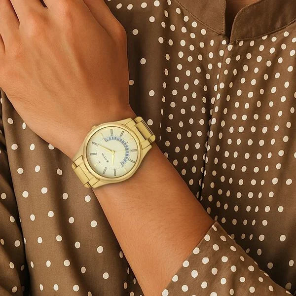 Titan Lagan Yellow Dial Analog Metal Strap Watch for Men nt1713ym06