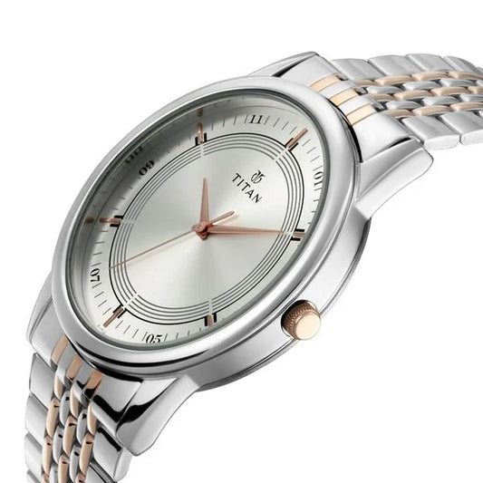 Titan Bandhan Quartz Analog Silver Dial Two Toned Stainless Steel Strap Watch For Couple nu17732603km01