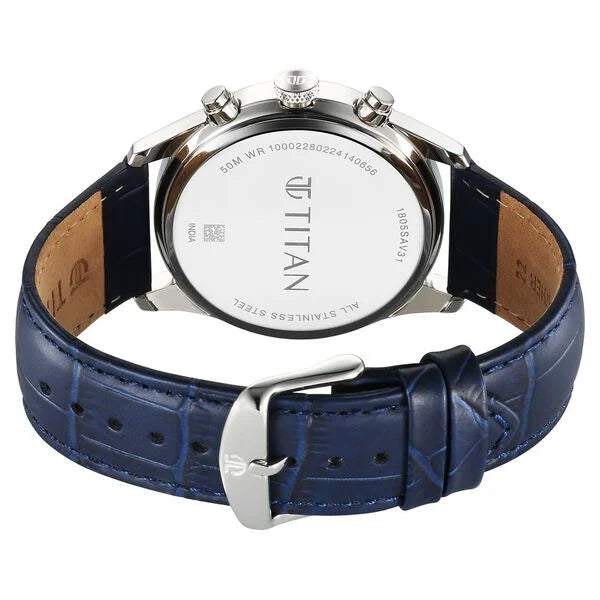 Titan Regalia Opulent Quartz Analog with Day and Date Blue Dial Blue Leather Strap Watch for Men nu1805sl13