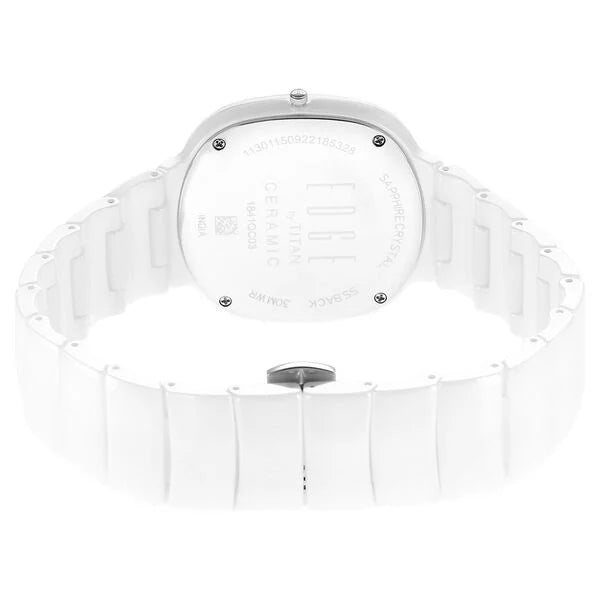Titan Edge Squircle Quartz in Arctic White with Glossy Ceramic Unisex Watch NU1841QC03