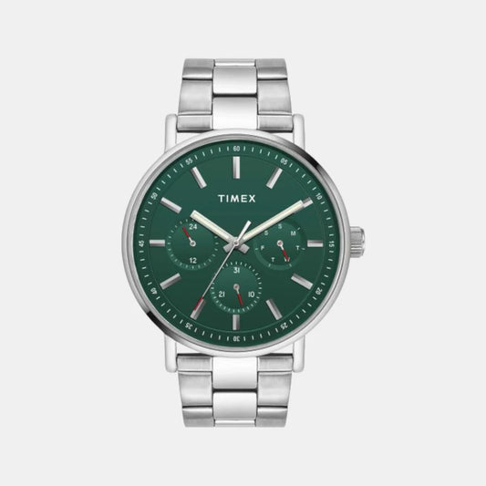 Timex Fashion Men Quartz Green Dial Chronograph Stainless Steel Watch TWEG20017