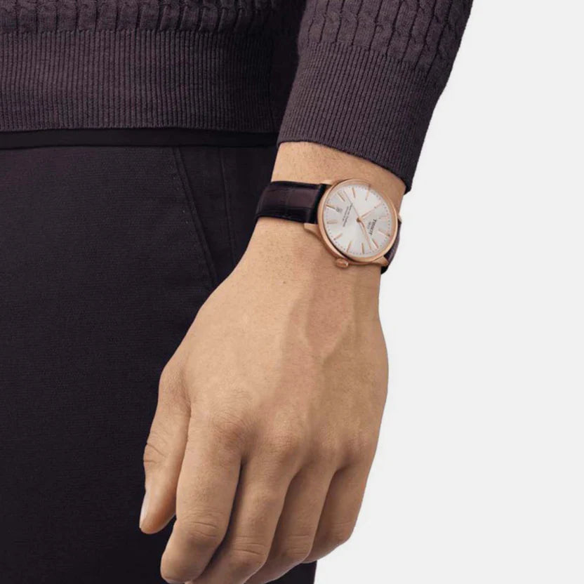 Tissot Chemin Des Tourelles Men Automatic Leather Watch T1398073603100