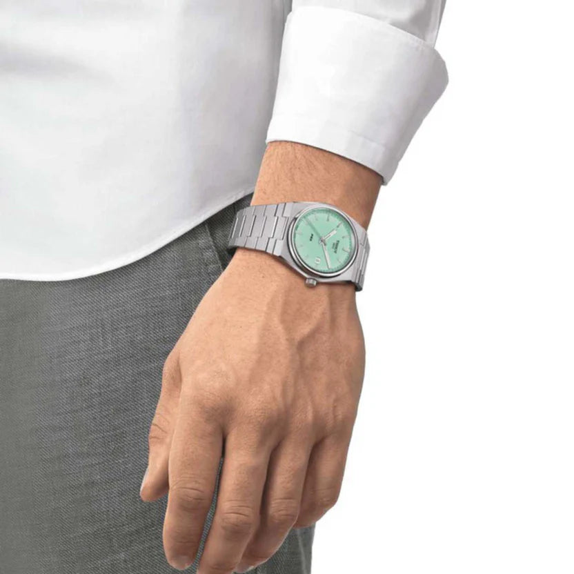 Tissot PRX Men Quartz Light Green Dial Analog Stainless Steel Watch T1374101109101