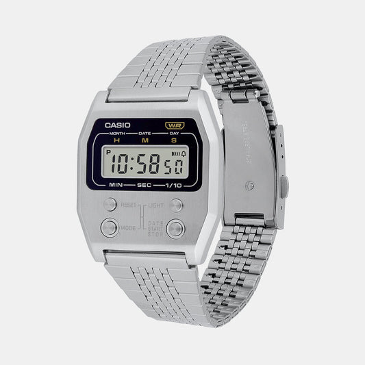 Vintage Unisex Quartz Silver Dial Digital Stainless Steel Watch D326