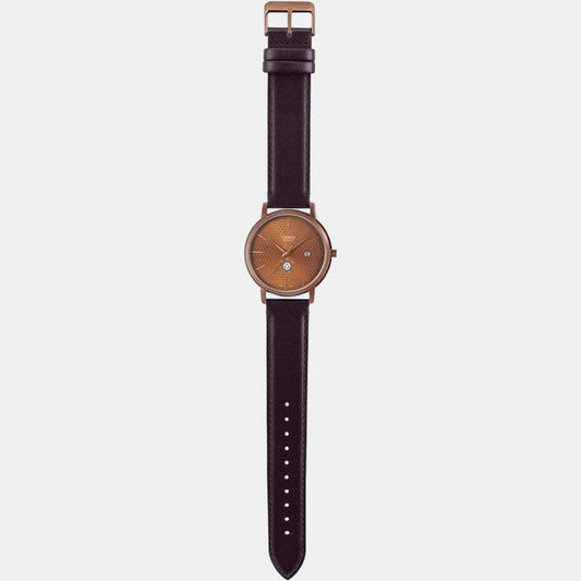 Enticer Men Quartz Brown Dial Analog Leather Watch A2054