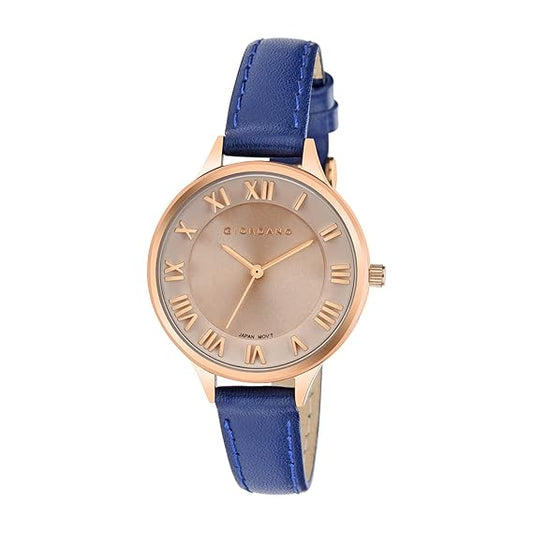 Giordano Women's Rose Gold Dial Leather Analogue Watch - GD-2049-03