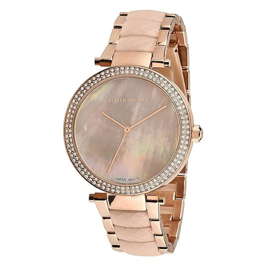 Giordano Analog Rose Gold Dial Women's Watch with Rose Gold Band GD-2073-44