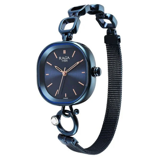 Titan Raga Delight Blue Dial Analog Metal Strap Watch for Women nt2693qm01