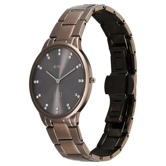 Edge Velora Quartz Analog Brown Dial Brown Stainless Steel Strap Watch For Women