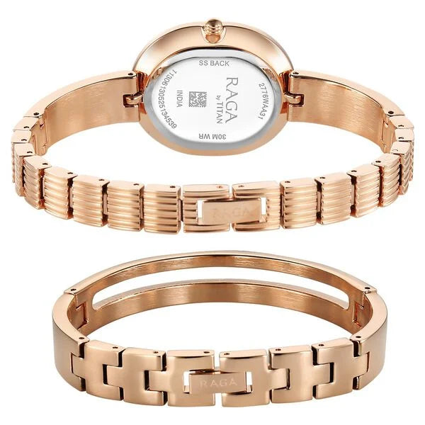 5 / 5 similar products share Raga Titan Raga Contempore Quartz Analog Rose Gold Mother Of Pearl Dial Metal Strap Watch For Women nu2776wm01f