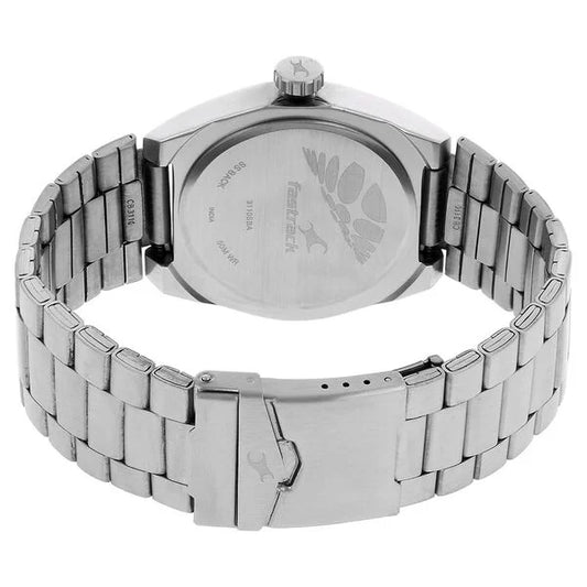 Fastrack Checkmate Quartz Analog Yellow Dial Stainless Steel Strap Watch for Guys NK3110SM04