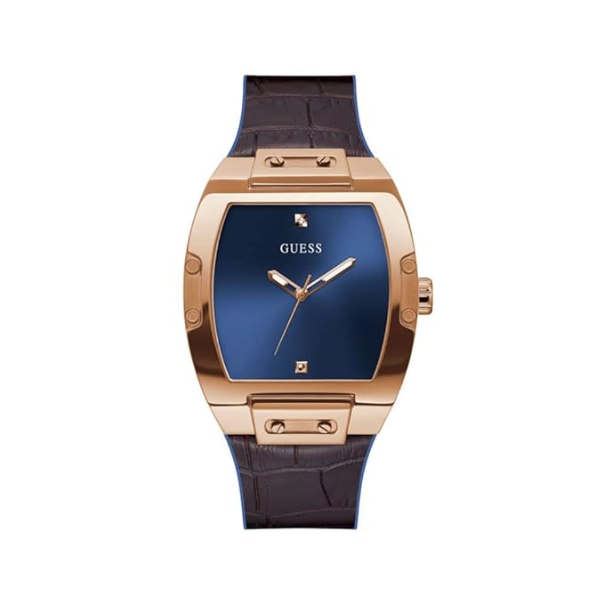 GUESS Mens 43 mm Phoenix Blue Dial Genuine Leather Analog Watch - GW0386G2