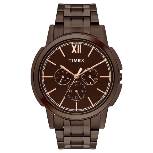 TIMEX Men's Brown Round Chronograph Stainless Steel Watch TW000U324-EX