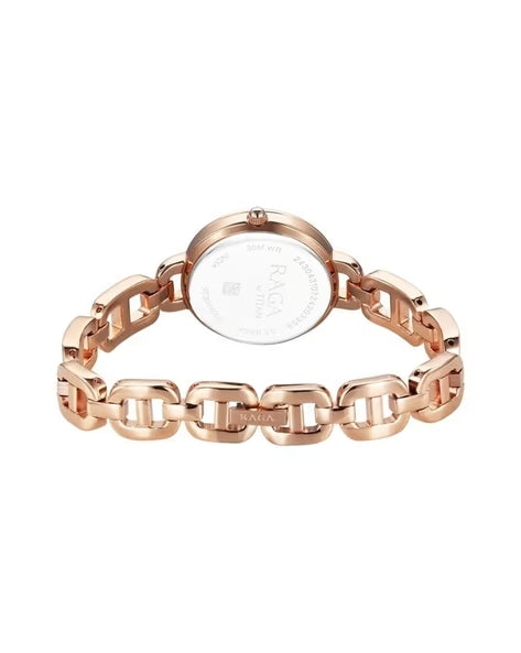 Titan Raga Showstopper Quartz Analog Rose Gold Dial Metal Strap Watch For Women nu95305wm01