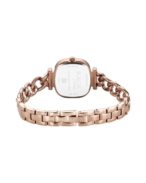 Titan Raga Showstopper Quartz Analog Rose Gold Dial Metal Strap Watch For Women nu95302wm01