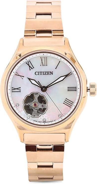 CITIZEN Automatic Analog Womens Gold Stainless Steel Watch - Mother of Pearl Dial - PC1007-81D