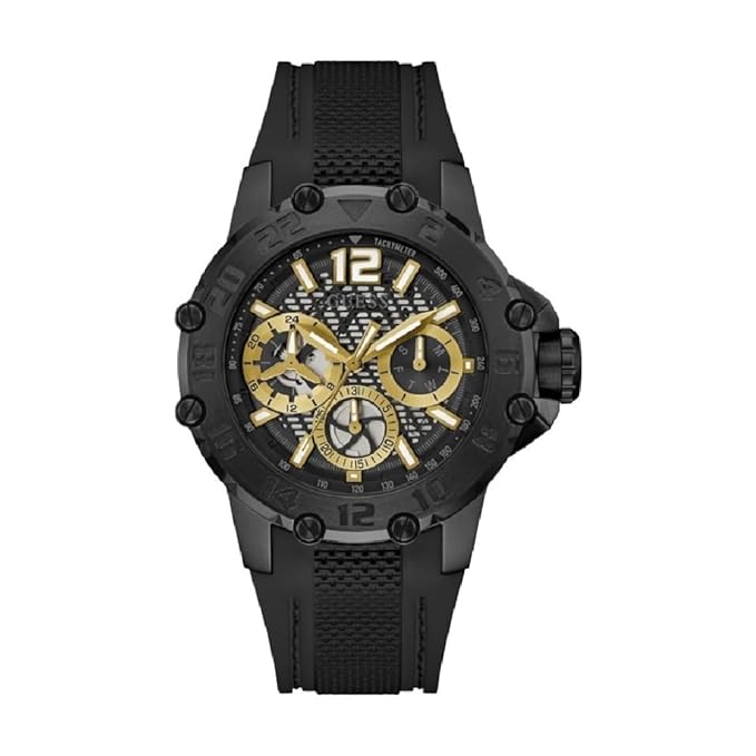 GUESS Men Black Round Stainless Steel Dial Analog Watch- GW0640G2