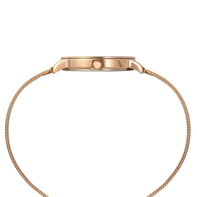 TIMEX Analog Watch for Women with Mother of Pearl Rose Gold Round Dial TWEL15607