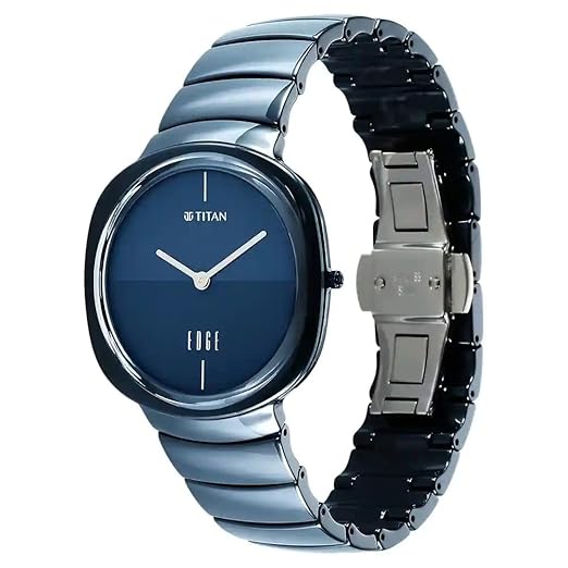 Titan Edge Squircle Quartz Analog Gradient Blue Dial Atlantic Blue Ceramic Strap Unisex Watch - NT1841QC04