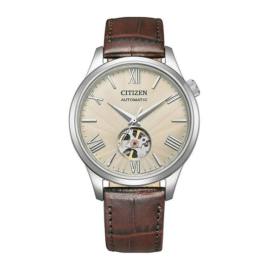 Citizen Leather Unisex Automatic Gents Analog Watch White Dial - Nh9130-17A