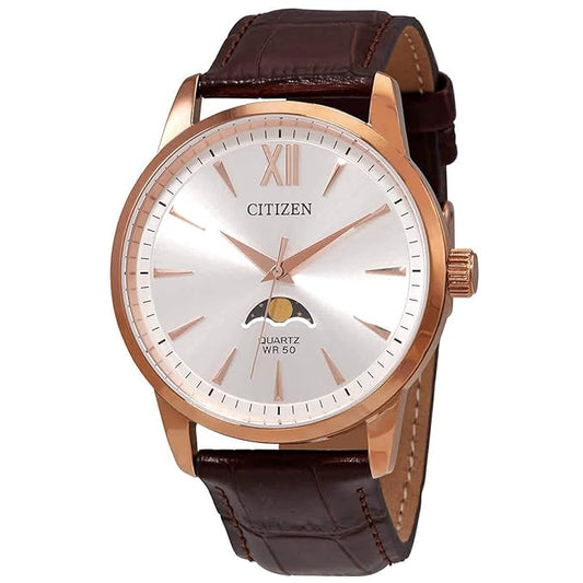 Citizen Mens Leather Analogue Watch - AK5003-05A (Silver_Free Size)
