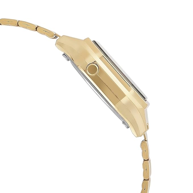 Casio Vintage LA680WGA-1DF Digital Black Dial Women Watch Gold Stainless Steel Strap (D344)