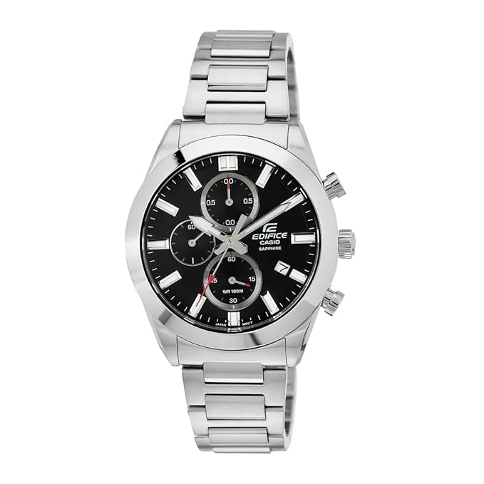 Casio Edifice EFB-710D-1AVUDF Black Analog Dial Silver Stainless Steel Band Men's Watch Chronograph Sapphire Glass ED580