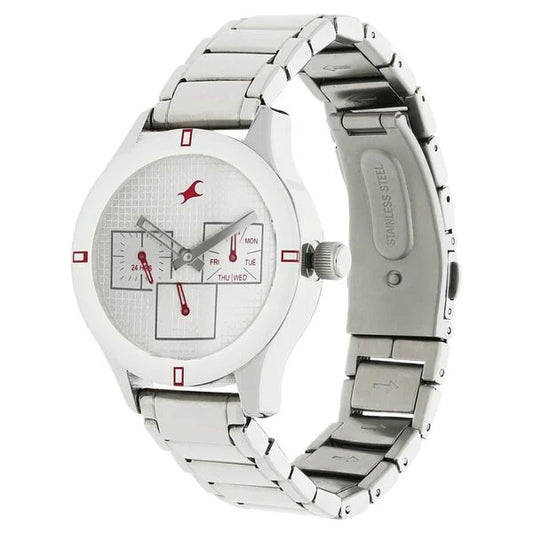 Fastrack Quartz Multifunction Silver Dial Stainless Steel Strap Watch for Girls 6078SM08