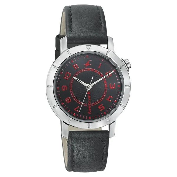 Fastrack Quartz Analog Black Dial Leather Strap Watch for Girls 6112SL02