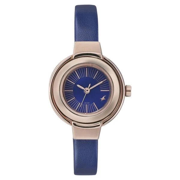 Fastrack Quartz Analog Blue Dial Leather Strap Watch for Girls 6113WL01