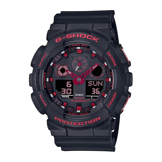 Casio Men Leather G-Shock AnalogDigital Black Dial Ga-100Bnr-1Adr (G1310), Band Color-Black