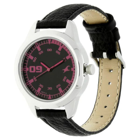 Fastrack Quartz Analog Black Dial Leather Strap Watch for Girls 6129SL02