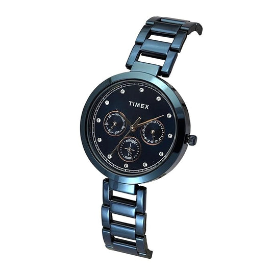 TIMEX Trendline Round 35mm Blue Dial Analog Watch - For Women TW000X268