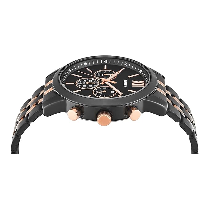 Timex Trendline Men Quartz Black Dial Chronograph Stainless Steel Watch TWEG32202