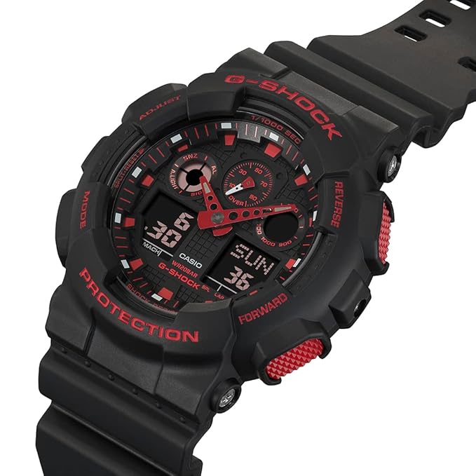 Casio Men Leather G-Shock AnalogDigital Black Dial Ga-100Bnr-1Adr (G1310), Band Color-Black