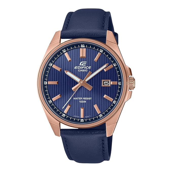 Casio Edifice EFV-150CL-2AVUDF Analog Navy Dial Men Watch Navy Leather Strap (ED617)