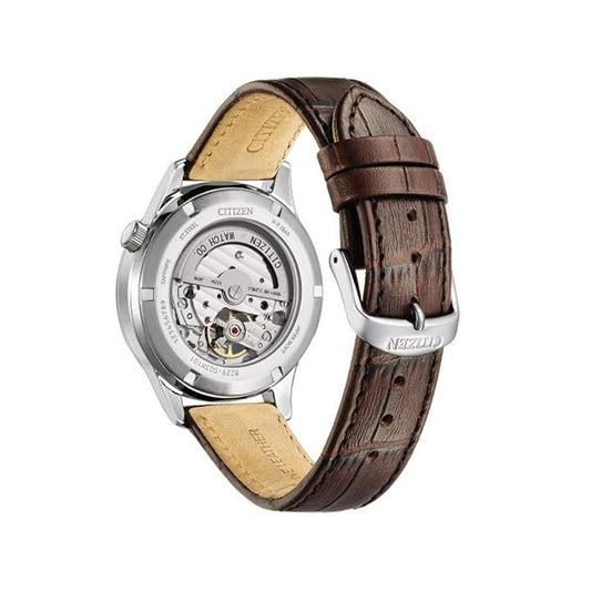 Citizen Leather Unisex Automatic Gents Analog Watch White Dial - Nh9130-17A