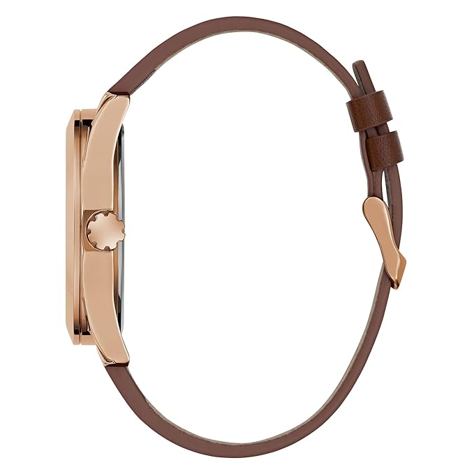 GUESS Grayson Analog Watch for Man with Grey Round Dial & Brown Leather Strap Band Water Resistant Men's Wrist Watches - GW0793G3