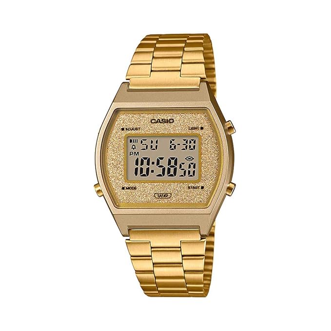 Casio Unisex Vintage B640WGG-9DF Gold Digital Dial Gold Stainless Steel Band D188