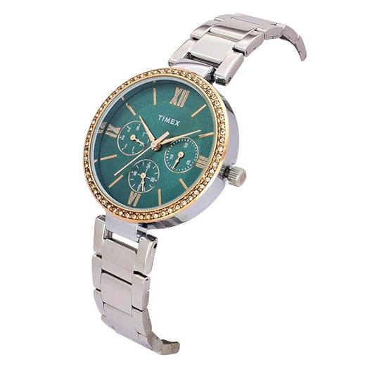 TIMEX Women Teal Round Dial Analog Watch - TWEL18706