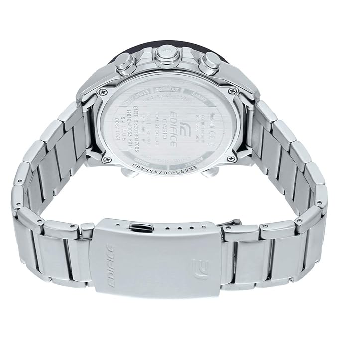 Casio Edifice ECB-900DB-1ADR Black & Red Analog-Digital Dial Silver Stainless Steel Band Men's Watch Smartphone Link World Time EX499