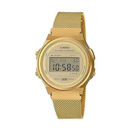 Casio Digital Gold Dial Unisex-Adult Watch-A171WEMG-9ADF - D226